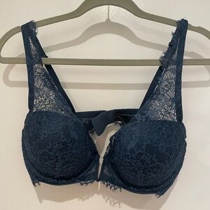 Blue plunge bra